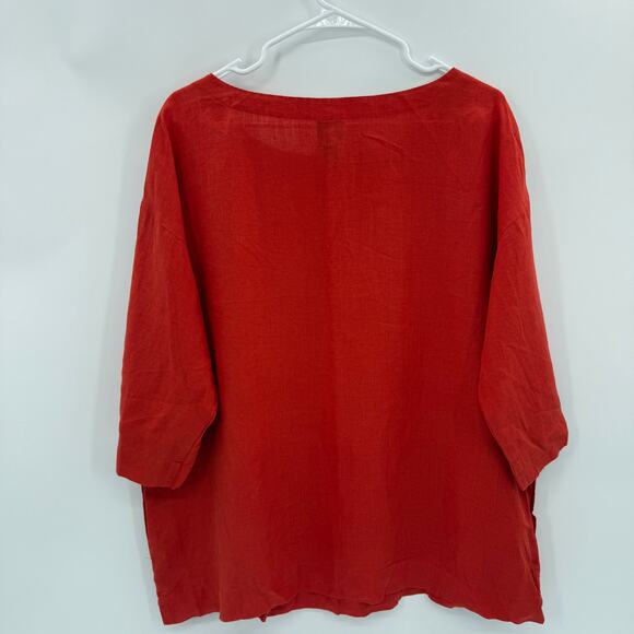 EILEEN FISHER Linen Boxy Lagenlook Shirt Size S Oversized Pockets Beachy Cool - Picture 2 of 8